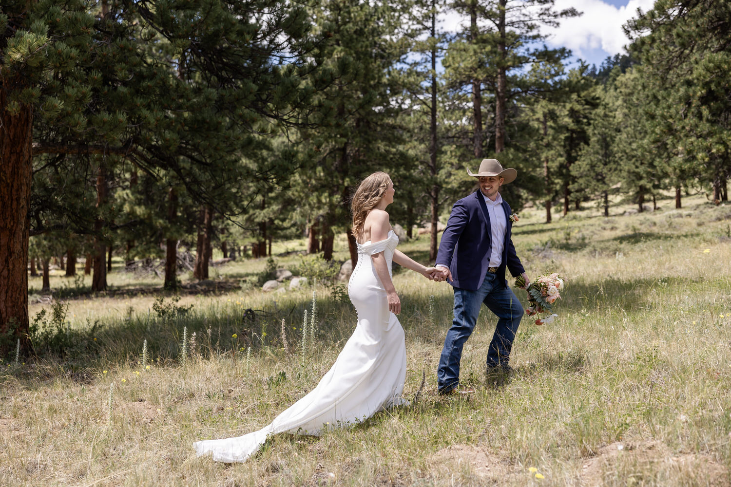 Estes Park Colorado wedding in field