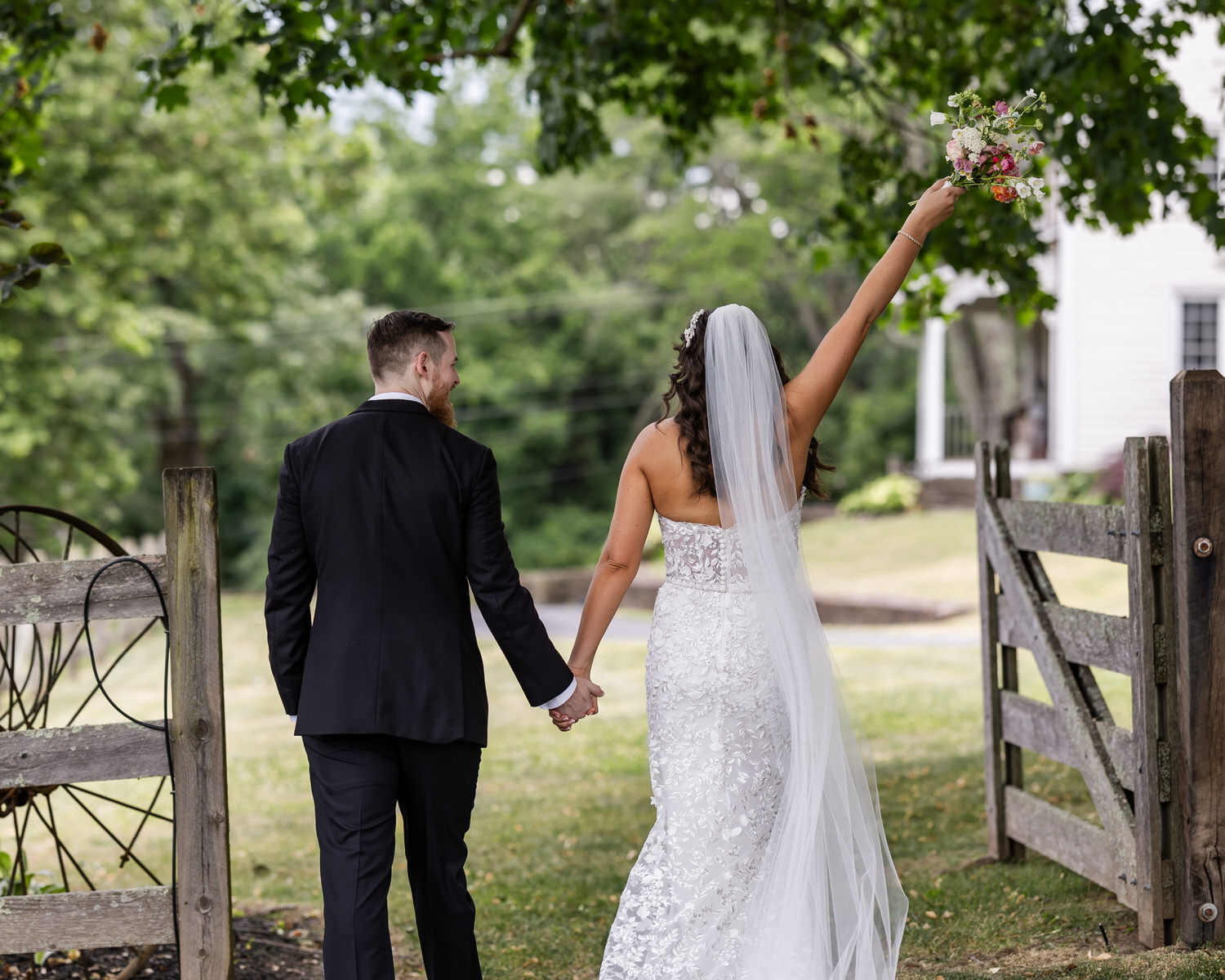 Bride and groom at durham hill farm